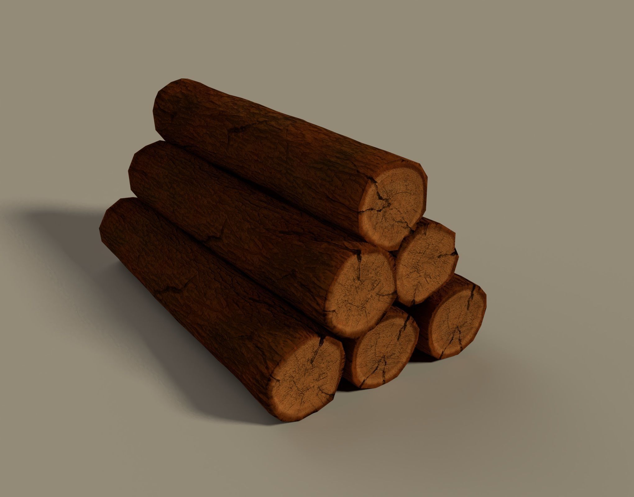 Wood Log Pile Low Poly Low-poly 3D model