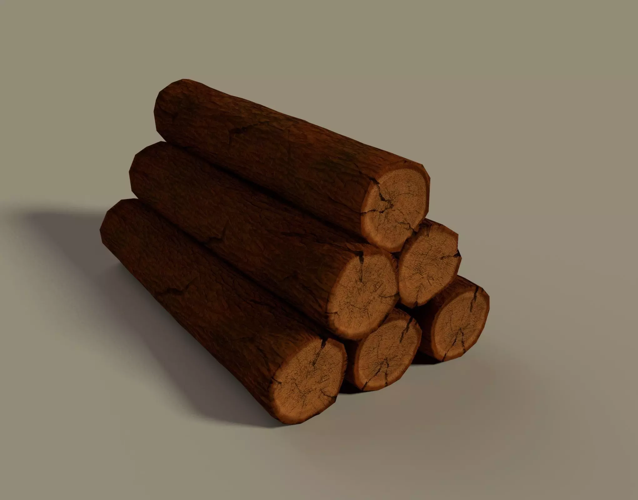 Wood Log Pile Low Poly Low-poly 3D model_0