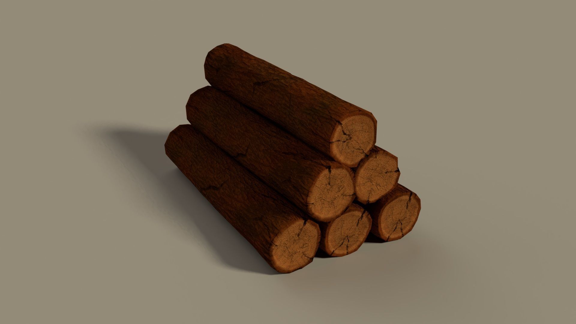 Wood Log Pile Low Poly Low-poly 3D model_5