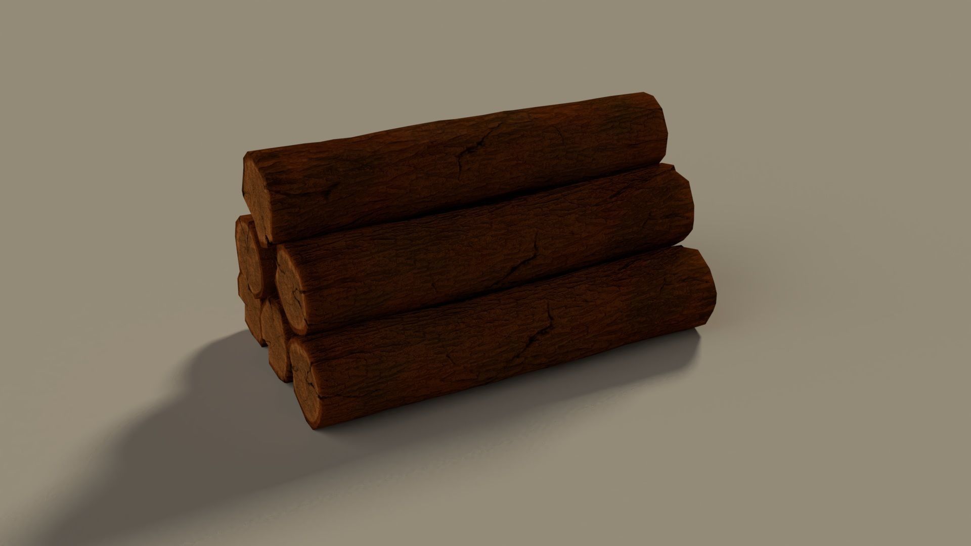 Wood Log Pile Low Poly Low-poly 3D model_14