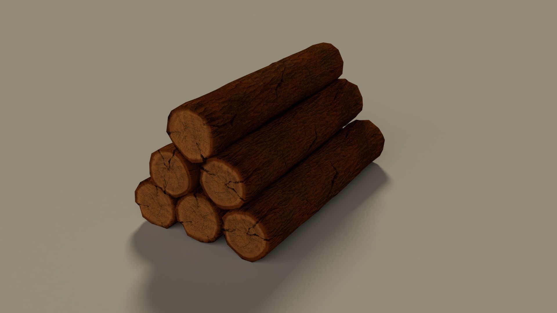 Wood Log Pile Low Poly Low-poly 3D model_13