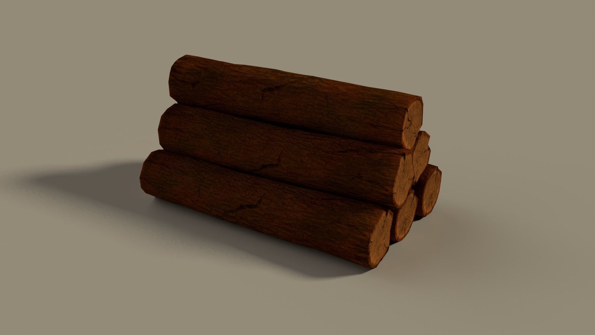 Wood Log Pile Low Poly Low-poly 3D model_7