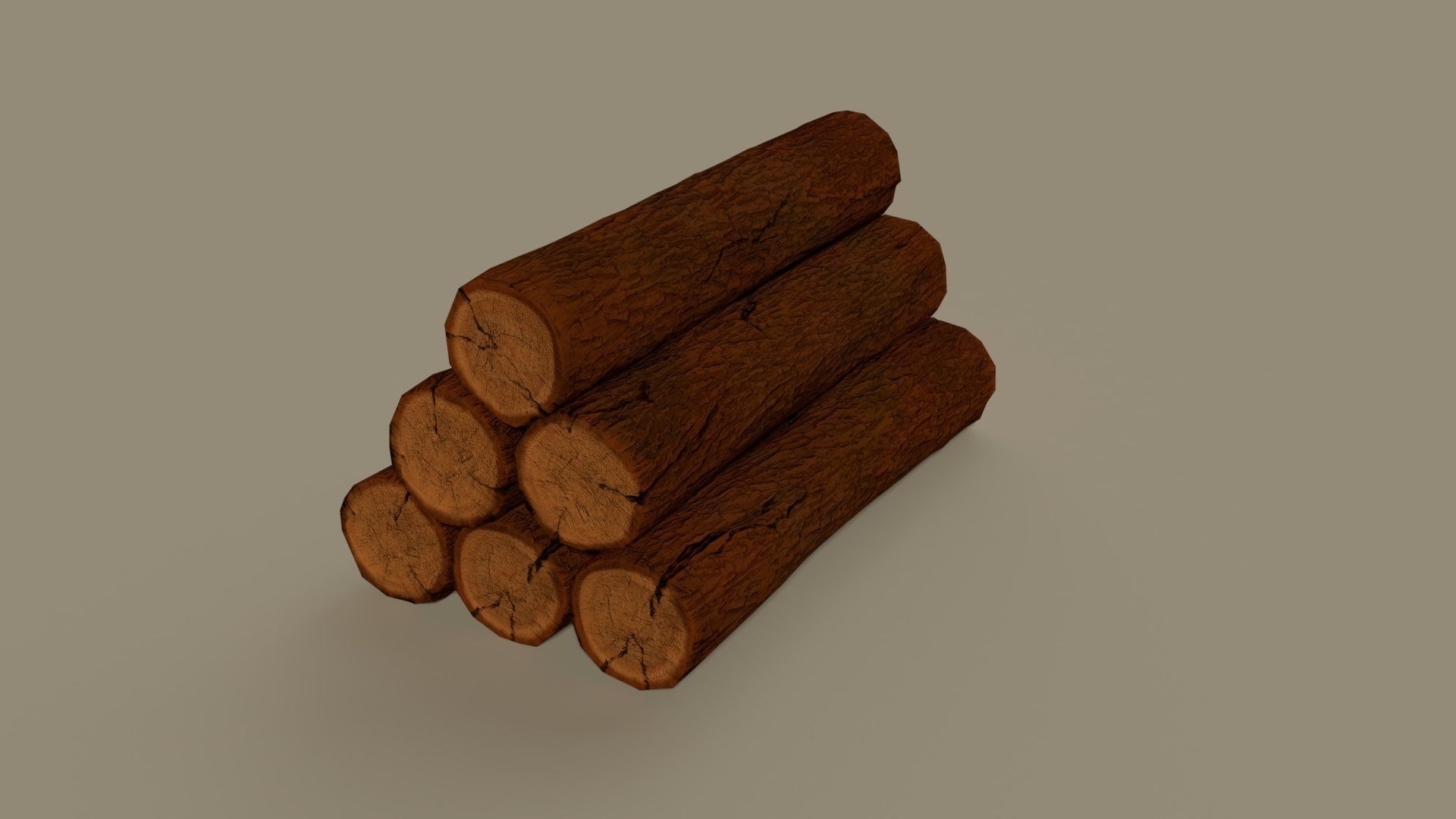 Wood Log Pile Low Poly Low-poly 3D model_3