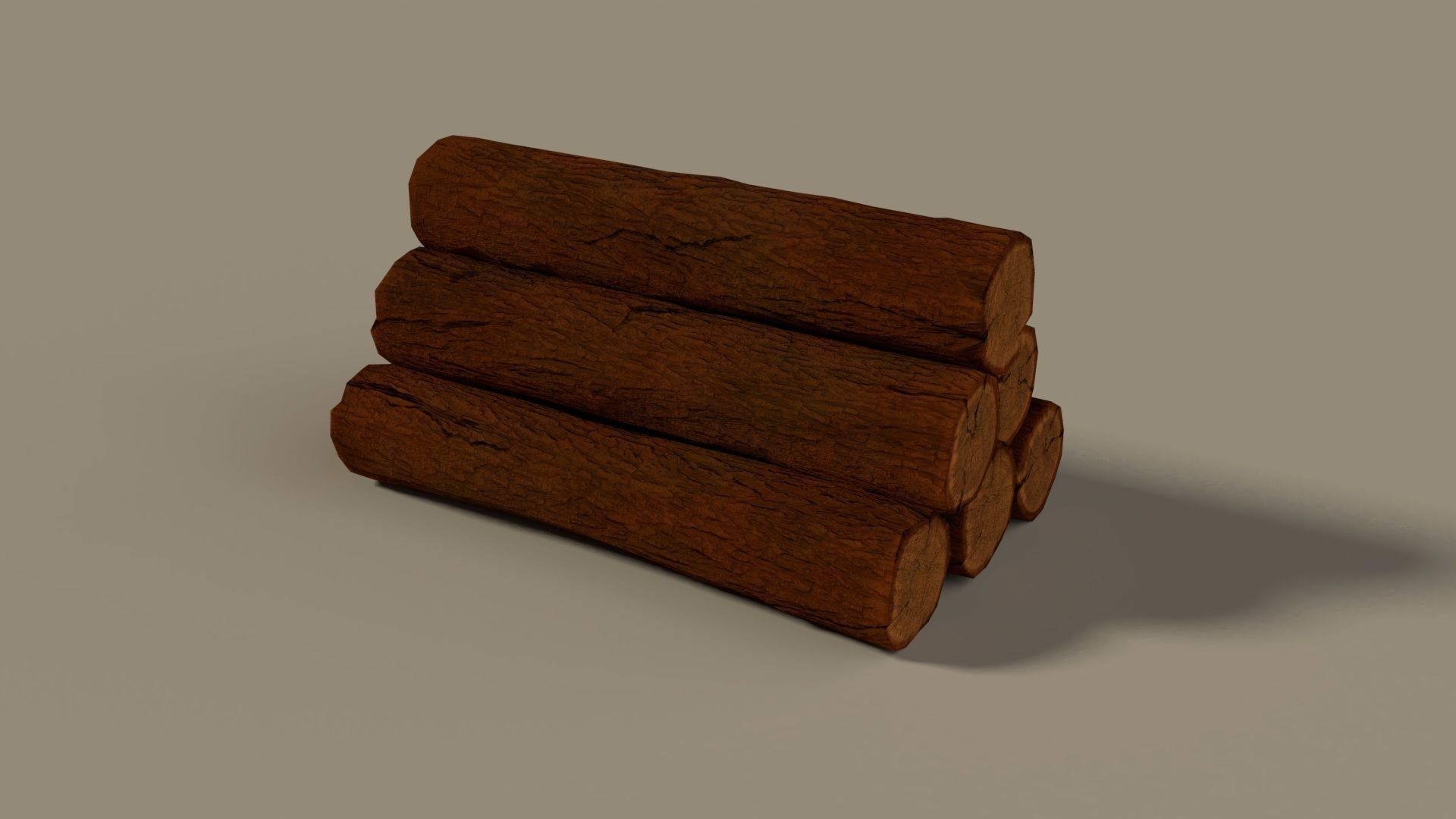 Wood Log Pile Low Poly Low-poly 3D model_6