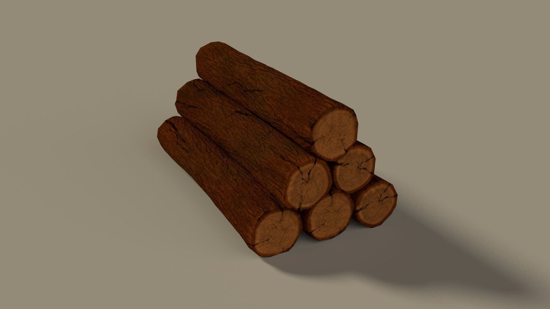 Wood Log Pile Low Poly Low-poly 3D model_9