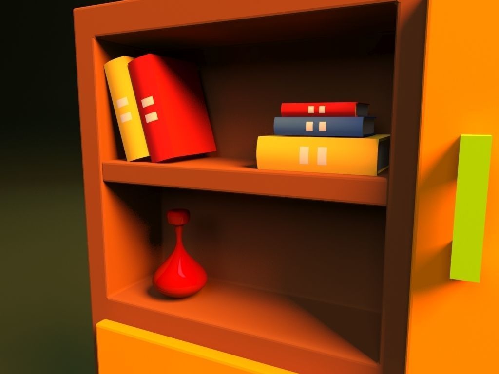 Cartoon Bookshelf 3D model_3