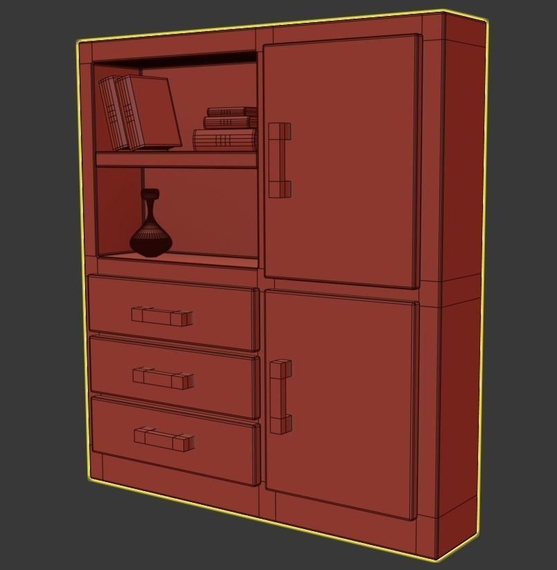 Cartoon Bookshelf 3D model_5
