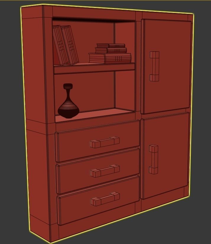 Cartoon Bookshelf 3D model_4
