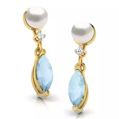 Pearl Aqua Stone Earring