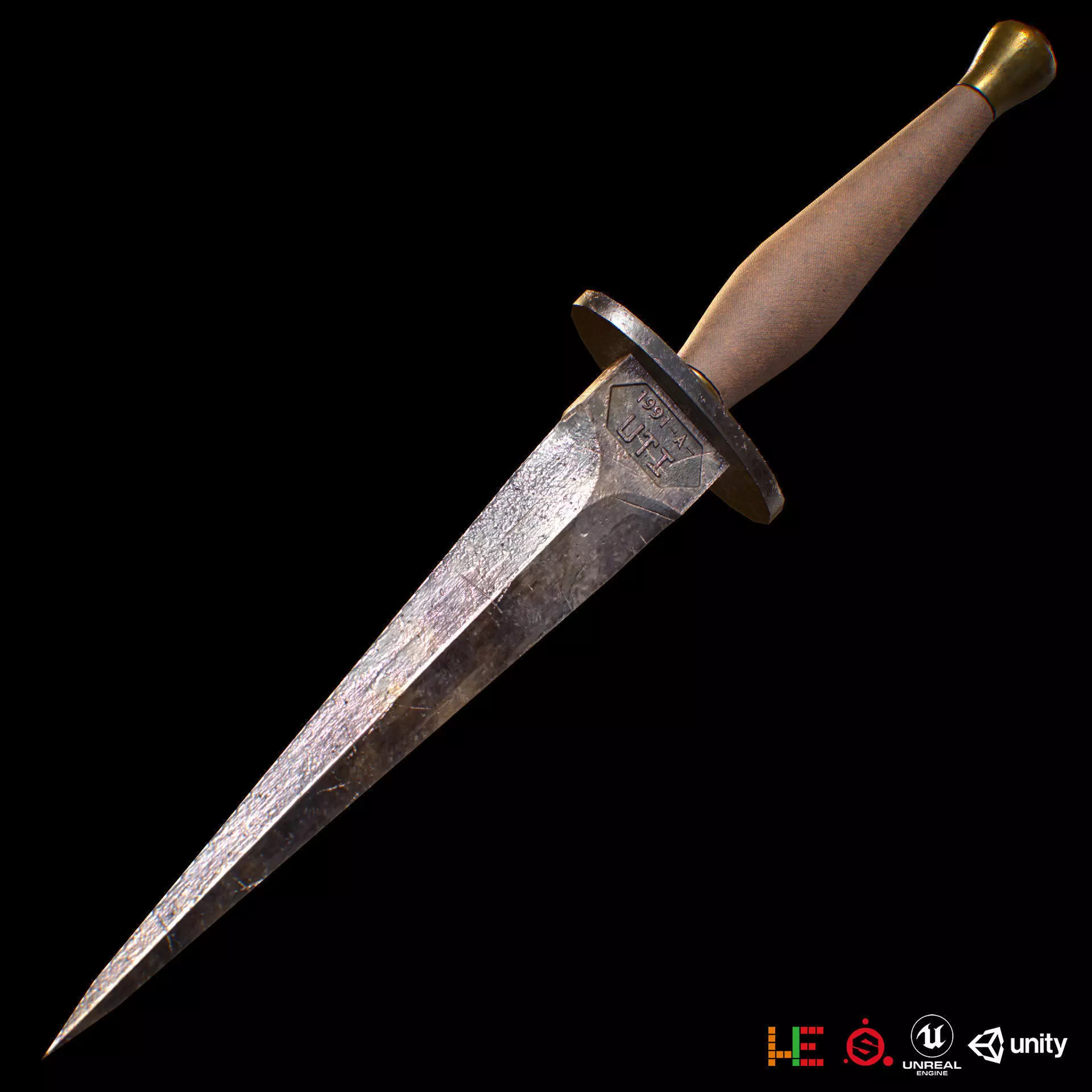 HIE Game Ready Dagger D171123 Free low-poly 3D model_0