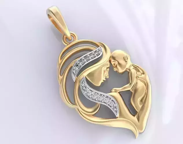 Stylish pendant mother with baby 393