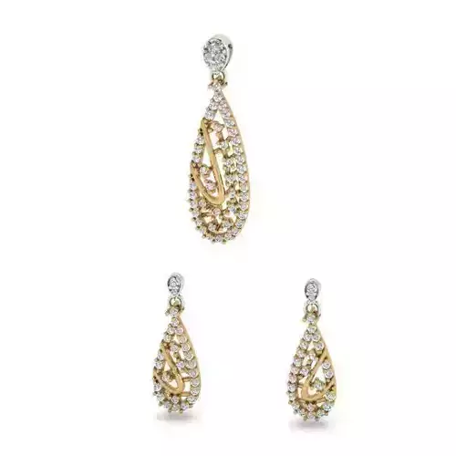 Gold Color Drop Earrings With Diamonds 5