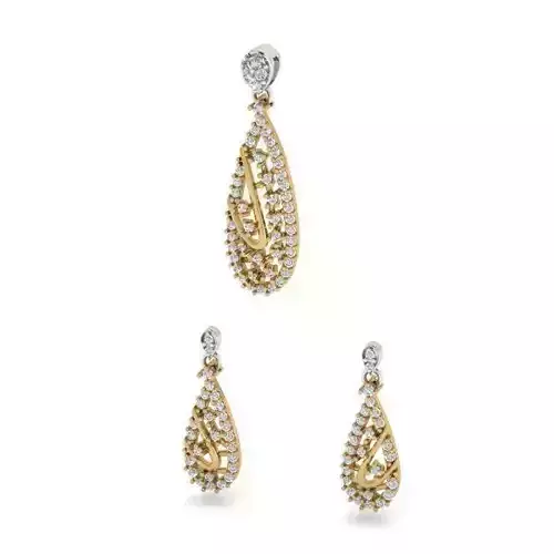 Gold Color Drop Earrings With Diamonds 6