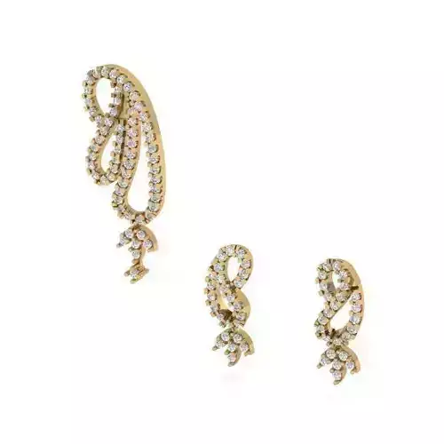 Gold Color Eartops With Diamonds 6