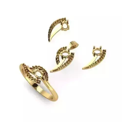 Gold Color Eartops and Engagement Ring