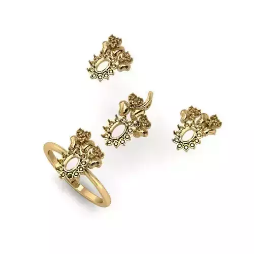 Gold Color Eartops and Engagement Ring 1