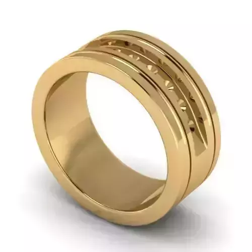 Wide Band Gold Color Wedding Ring