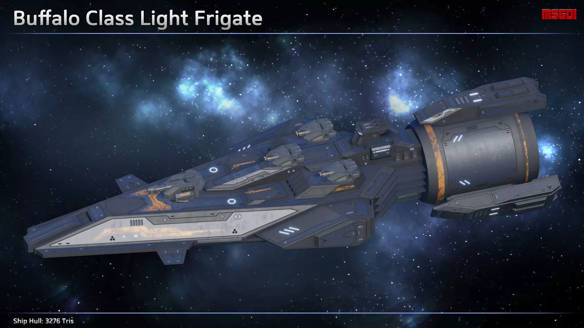 Spaceship Light Frigate Buffalo Low-poly 3D model_0