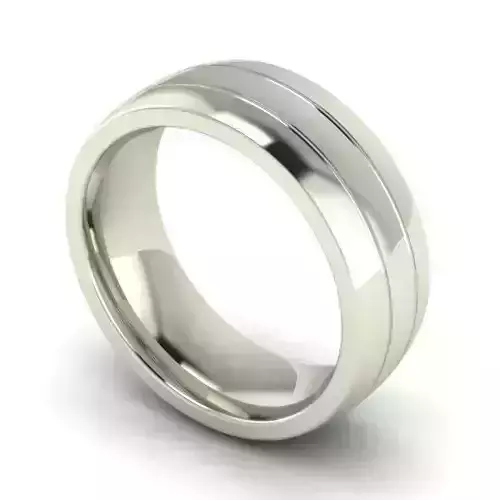 Wide Silver Color Wedding Ring