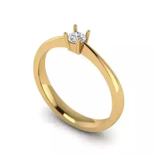 Thin Gold Color Engagement Ring With Diamond