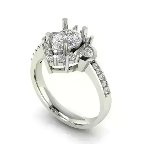 Eye Shaped Halo Engagement Ring With Diamonds 1