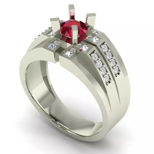 Wide Engagement Ring With Ruby 3D print model_0