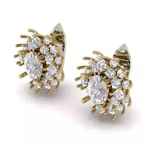 Flower Shaped Eartops With Diamonds 2