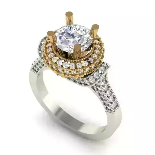 Round Halo Engagement Ring With Diamonds 3