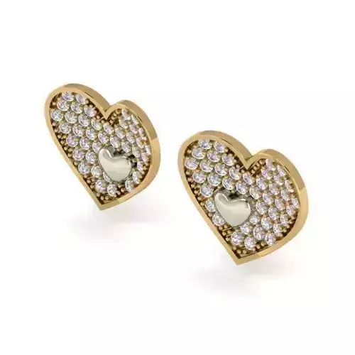Heart Shaped Eartops With Diamonds