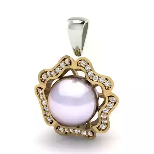 Flower Shaped Pendant With Pearl