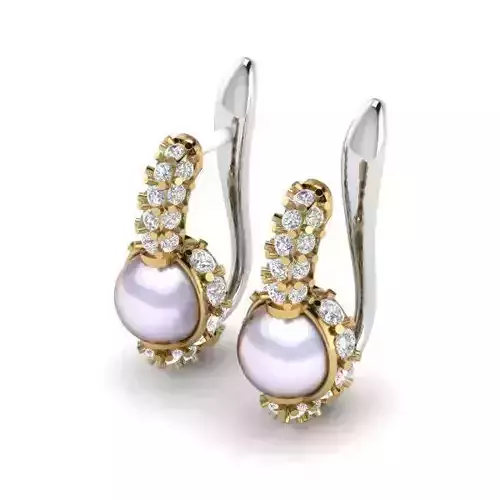Earrings With Diamonds and Pearls