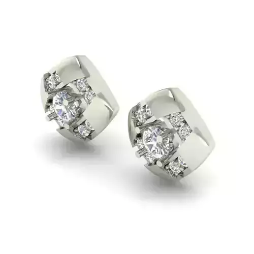 Square Eartops With Diamonds
