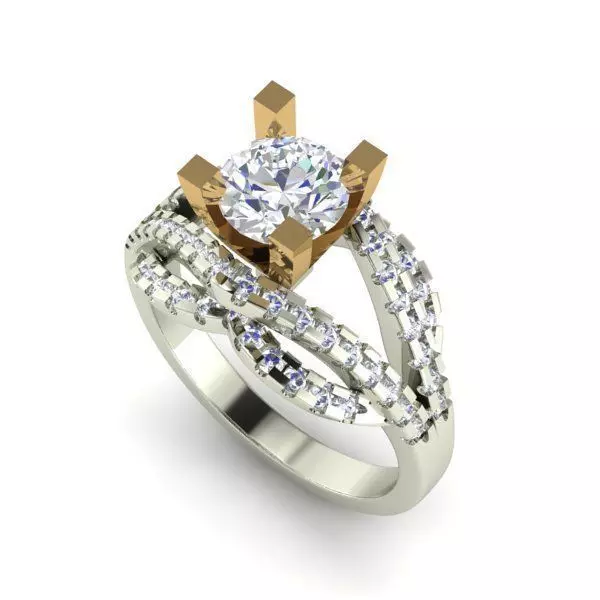 Engagement Ring With Diamonds 206 3D print model