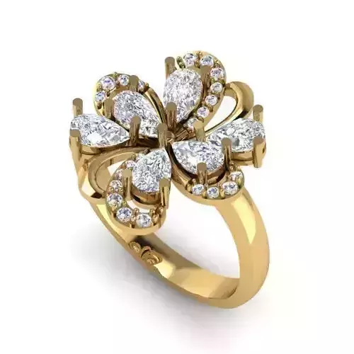 Flower Shaped Engagement Ring With Diamonds 53