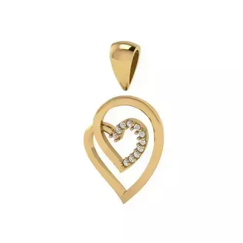 Heart Shaped Golden Pendant With Diamonds 3D print model