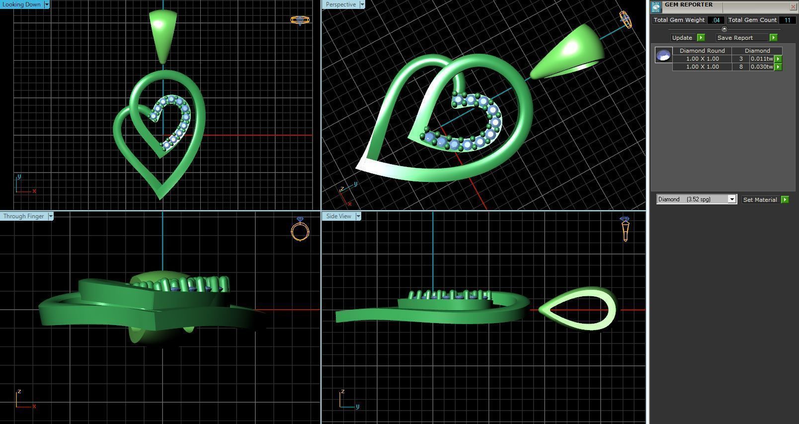 Heart Shaped Golden Pendant With Diamonds 3D print model_1