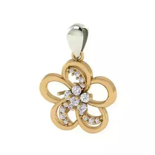 Flower Shaped Pendant With Diamonds 3