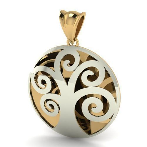 Tree Design Round Pendant 3D print model
