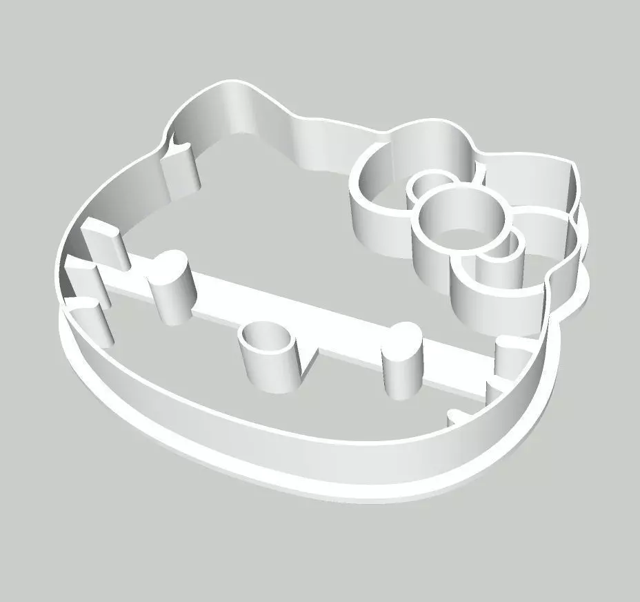 Hello Kitty Cookie and Fondant Cutter with Imprint 3D print model_0