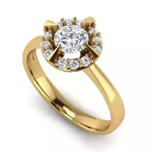Thin Round Golden Engagement Ring With Diamond