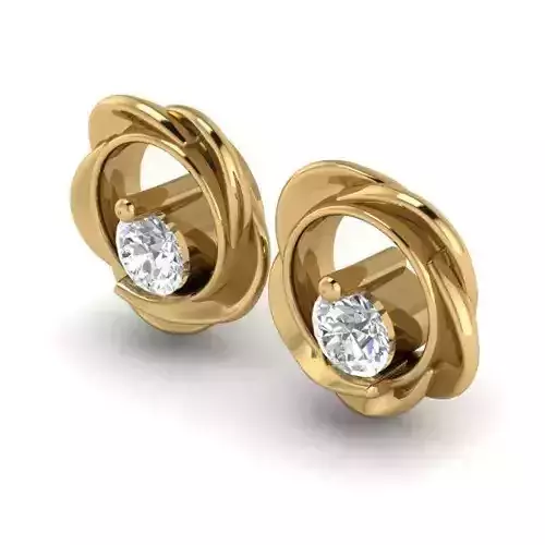 Flower Shaped Gold Color Eartops With Diamond