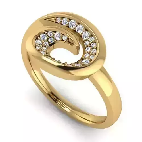 Spiral Golden Engagement Ring With Diamonds 2