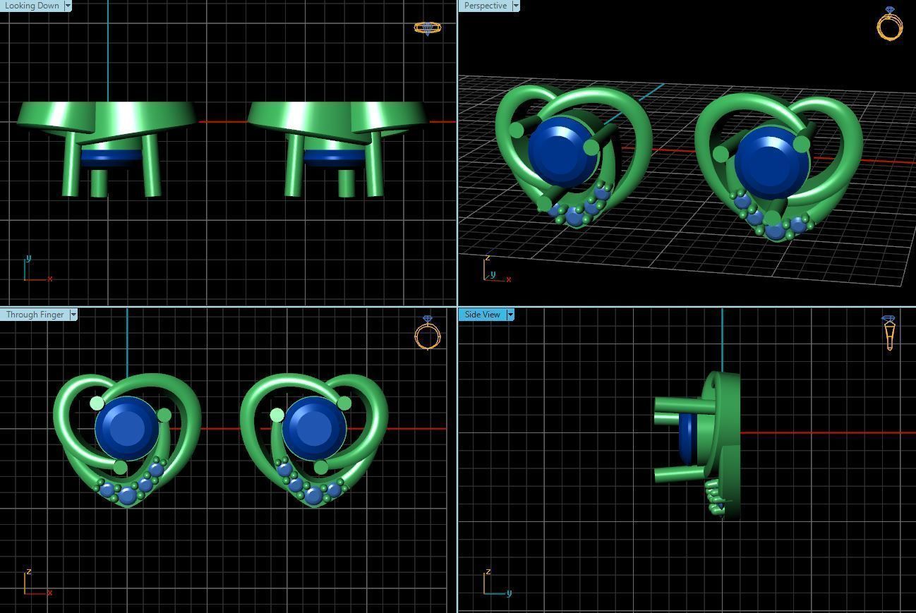 Heart Shaped Eartops With Diamonds 1 3D print model_1