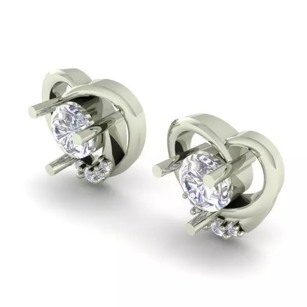 Heart Shaped Eartops With Diamonds 1 3D print model_0