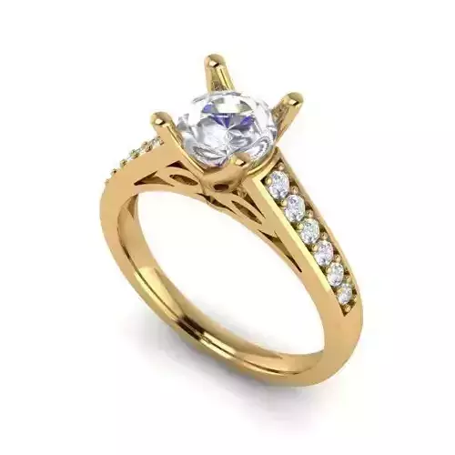 Gold Color Engagement Ring With Diamonds 13