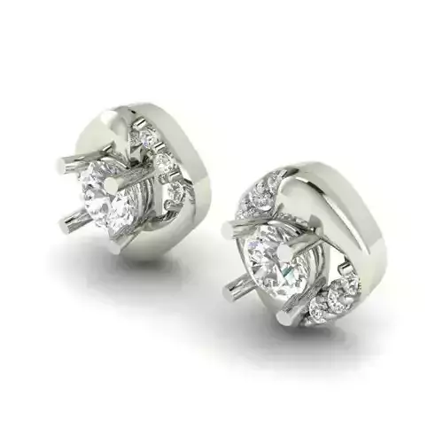 Silver Color Eartops With Diamonds