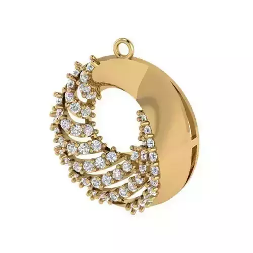Round Golden Pendant With Diamonds 1