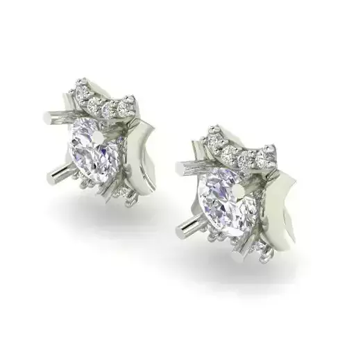 Silver Eartops With Diamonds