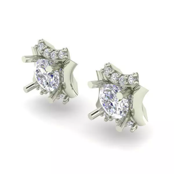 Silver Eartops With Diamonds 3D print model_0