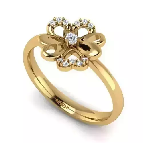 Flower Shaped Golden Engagement Ring With Diamonds 1